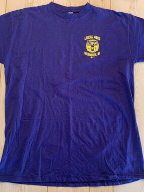 Vintage Y2K Union Line Local 4603 CWA Communications Workers T-Shirt XXL